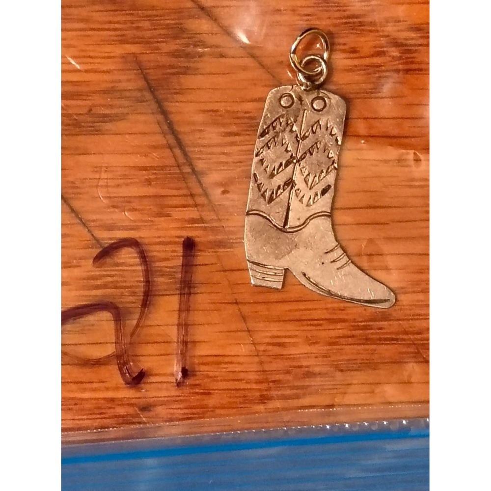 Beaucraft Vintage Sterling Silver Cowboy Boot Charm Pendant Etched Western BD